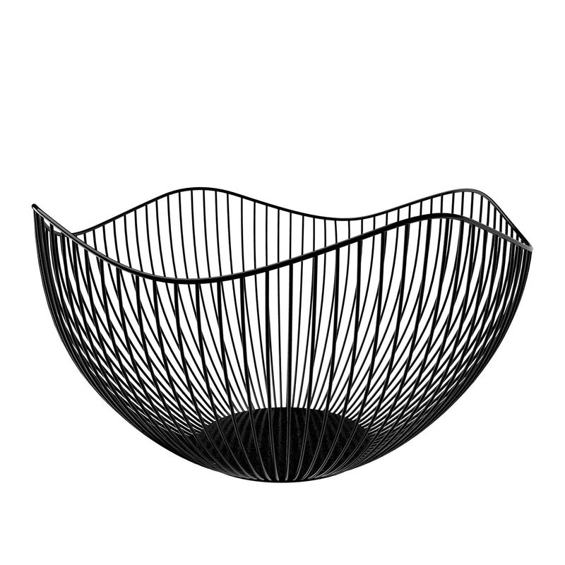 DMAR Wire Fruit Basket for Kitchen Counter with Wave Design. Black Fruit Bowl for Fruits & Veggies - Image 1
